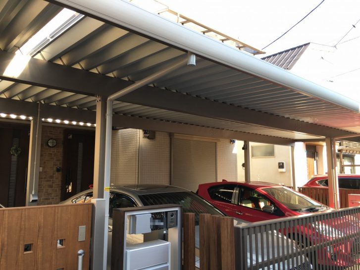 市川市　太陽光発電システム付きカーポート+蓄電池