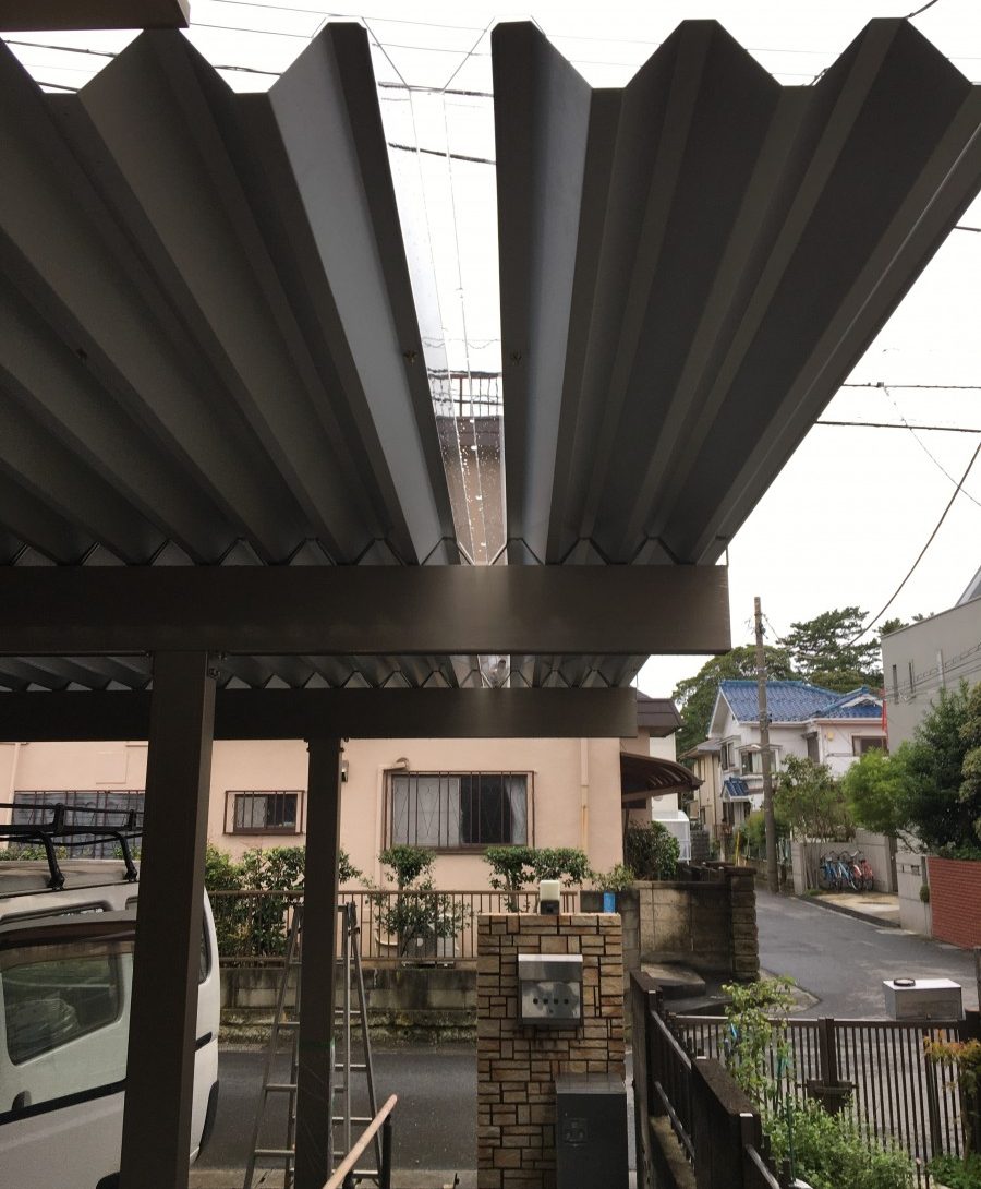 市川市　太陽光発電システム付きカーポート+蓄電池